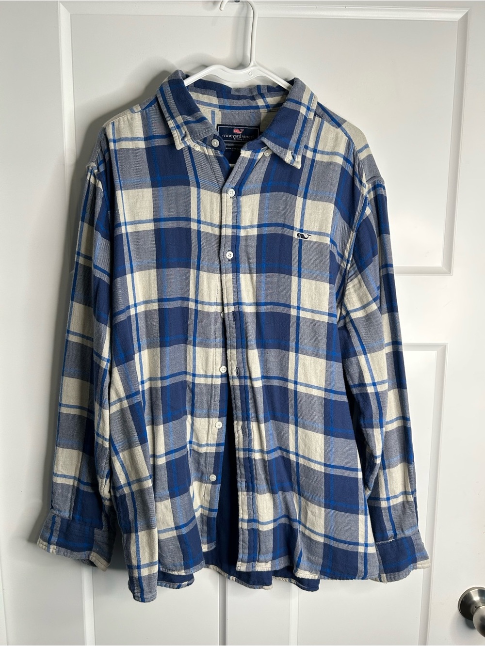 Vineyard Vines Classic Fit Whale Shirt Long Sleeve Mens XXL Blue Plaid 3281